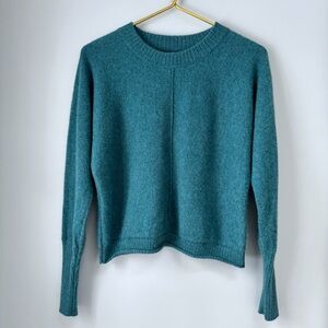 Joie Women's Large Teal 100% Cashmere Crewneck Sweater Cozy Quiet Luxury Classic